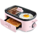 3 In 1 Breakfast Maker Station Healthy Ceramic Nonstick Dual Griddles For Eggs Meat And Pancakes