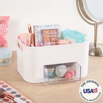 Rectangular Vanity Storage Bin With Pass Through Handles