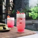 Ribbed Glassware Drinking Glasses With Straws Set Of 4