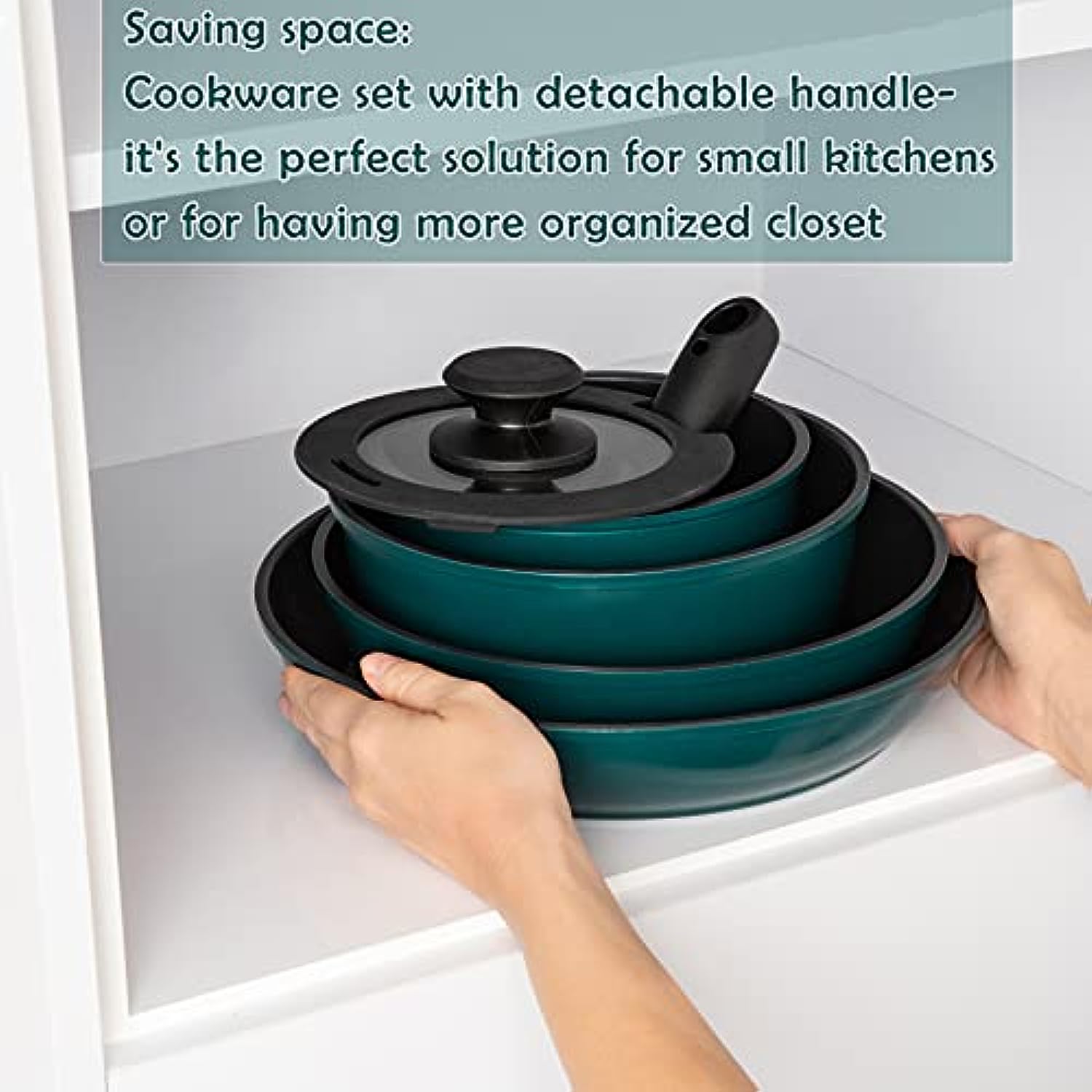 Removable Handle Cookware Induction Stackable Pots And Pans Set –  BlessMyBucket