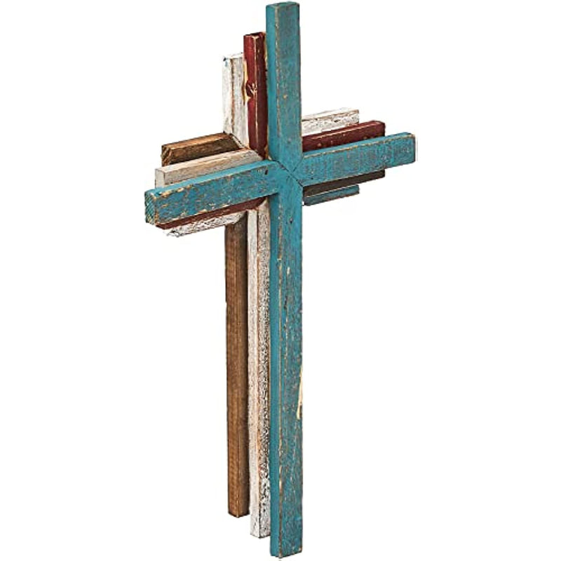 Accents Of Faith 14 3D Multicolor Wooden Wall Cross Red White Blue Kitchen