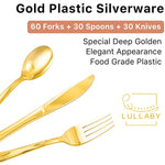 Gold Disposable Plastic Silverware 120 Pcs