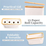 Bamboo Toilet Paper Holder Basket for Bathroom