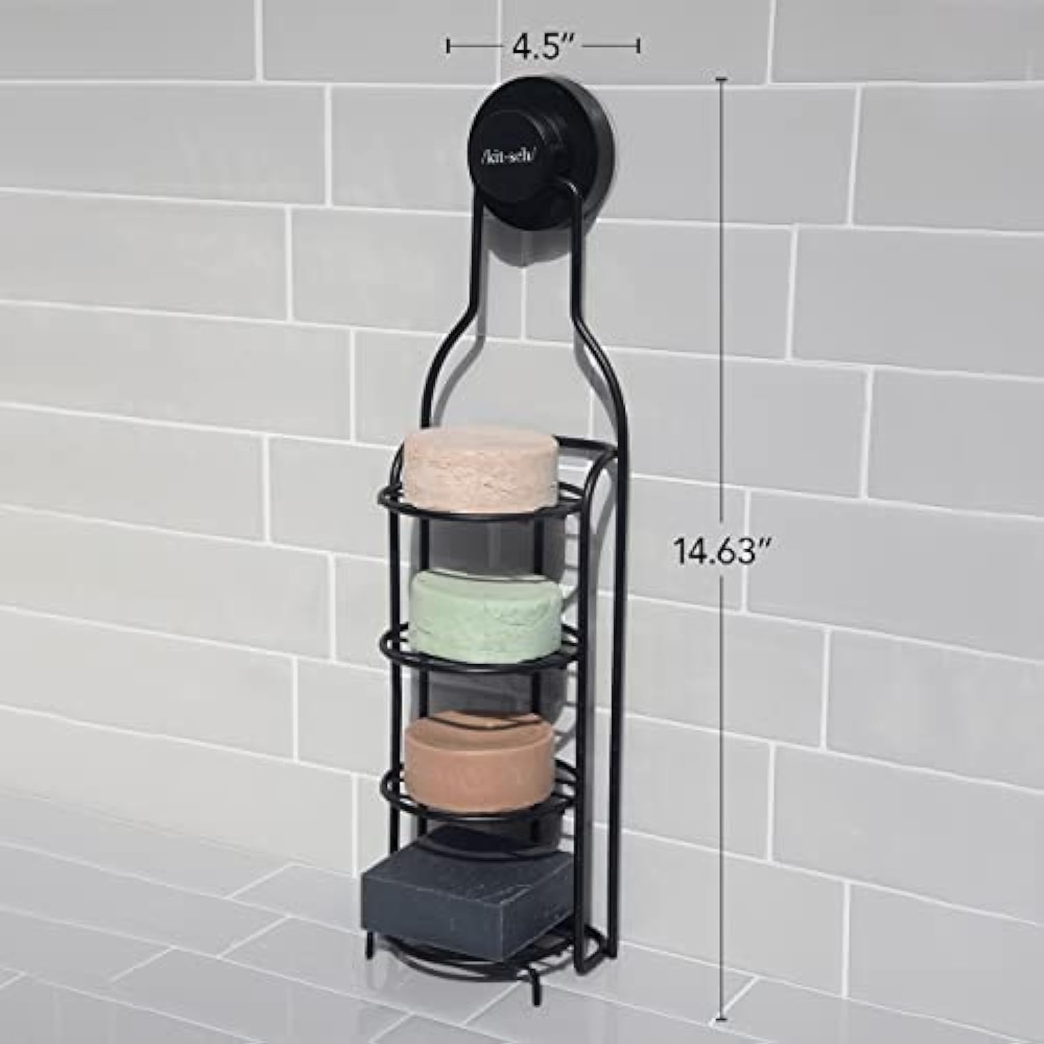 Wall Mounted Shower Organizer with Strong Suction & Soap Bar