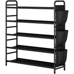 Metal Shoe Shelf Organizer With Side 8 Shoes Pockets