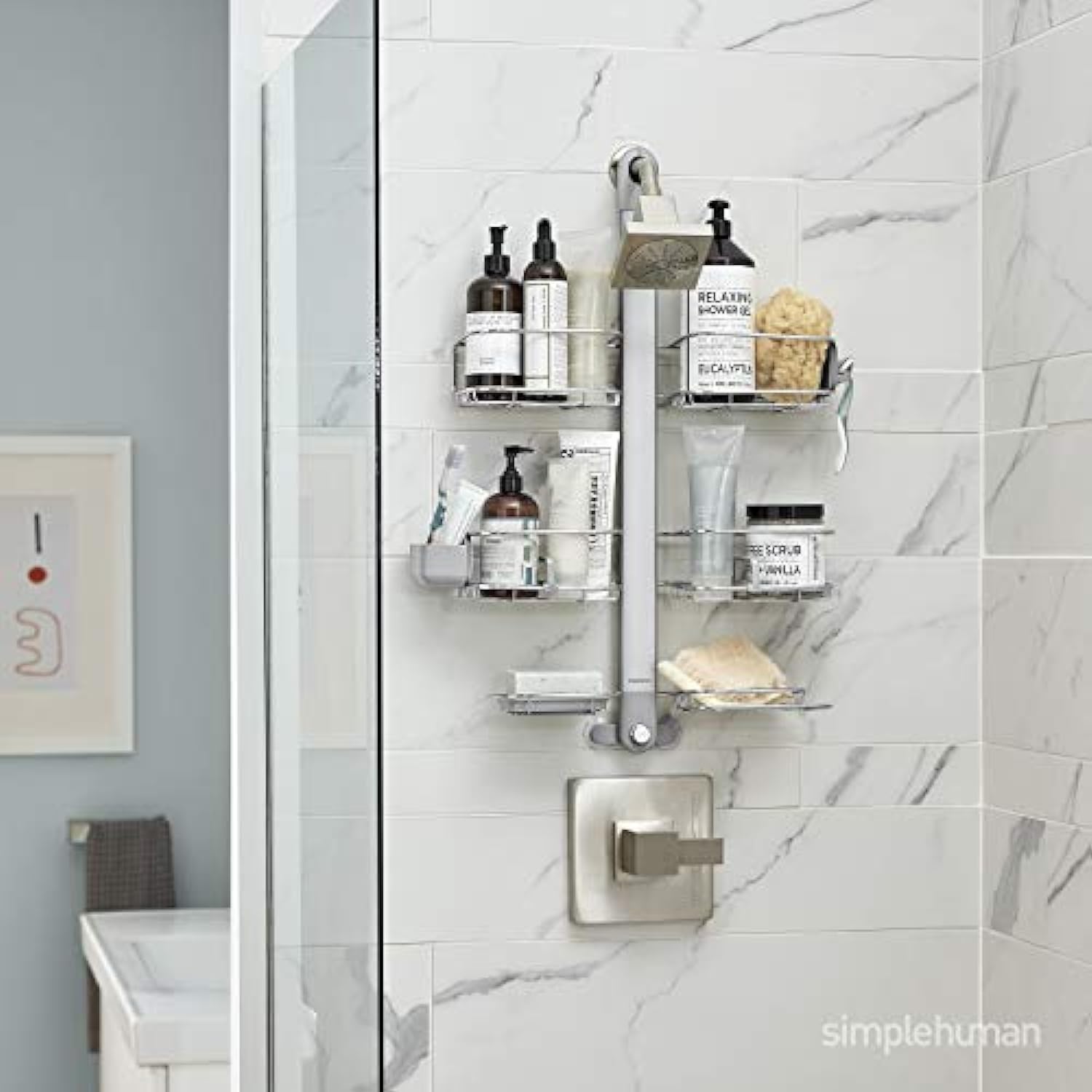 simplehuman Over Door Shower Caddy Stainless Steel and Anodized Aluminum