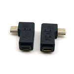 Cy 2Pcs 90 Degree Left Right Angled Mini Usb 5Pin Male To Micro Usb Female Data Sync Power Adapter