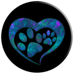 Blue Pink Rainbow Colors Dog Cat Paw Print Heart On Black Grip And Stand For Phones And Tablets