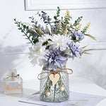 Artificial White Flowers with Vase for Coffee Table Decor