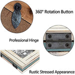 Picture Frame 3 Folding 4X6 Hinged Triple Distressed Photo Frame for Home Office Desk