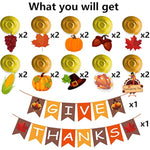 42Pcs Thanksgiving Decorations Pre-Assembled GIVE THANKS Banner Hanging Swirls for Indoor & Outdoor