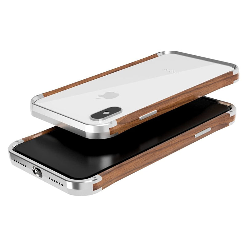 Vesel Cell Phone Case For Iphone Xs Max Sleek Silver Walnut Wood