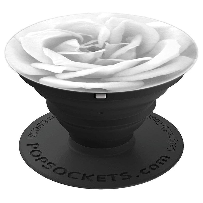 White Rose Flower Vibrant Floral Design Grip And Stand For Phones And Tablets