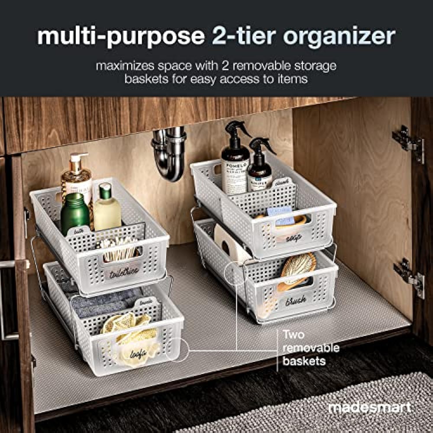 Multipurpose Organizer with Divided Slide-Out Storage Bins for Bathroo –  BlessMyBucket