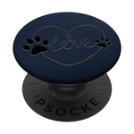 Black Dog Paw Print Heart Love On Dark Navy Blue Grip And Stand For Phones And Tablets