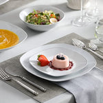 White Square Dinnerware Set Silver Rim