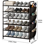 Metal Shoe Shelf Organizer With Side 8 Shoes Pockets