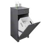 White Bathroom Laundry Cabinet With Basket