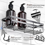 2 Pack Adhesive Black Bathroom Organizers With Hooks