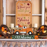 Thanksgiving Large Size Wood Orange Truck Table Décor