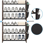 Metal Shoe Shelf Organizer With Side 8 Shoes Pockets