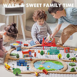 Train Set 110Pcs Wooden Train Set