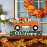 Thanksgiving Large Size Wood Orange Truck Table Décor