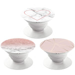Cell Phone Stand Finger Holder Pink Heart Rose Gold White Marble 3 Pack