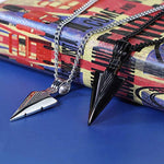 Spearpoint Arrowhead Pendant Chain Necklace Set Black Silver Tone