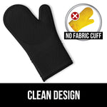Heat Resistant Silicone Oven Mitts Set Soft Quilted Lining Extra Long Waterproof Flexible Gloves For Cooking And Bbq Kitchen Mitt Potholders Easy Clean Set Of 2 Black
