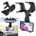 Universal Adjustable Car Rearview Mirror Mount Stand Holder Cradle For Cell Phone Iphone 12 Max Gps Snap On Mobile Phone Holder Truck Auto Bracket Holder Cradle Telescopic Navigation Bracket