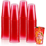 16 Oz Red Clear Disposable Plastic Cups 100 Pcs