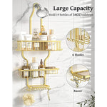 Shower Head Never Rust Aluminum Large Hanging Shower Caddy with 10 Hooks