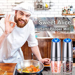 Battery Powered Gravity Electric Pepper Grinder With Led Light