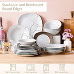 24 Piece Ivory White Ceramic Porcelain Dinnerware Set