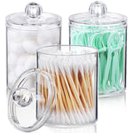2 Pack Qtip Holder Dispenser for Cotton Ball, Cotton Swab, Cotton Round Pads, Floss - 10 oz