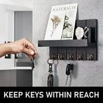 Elegant 5 Sturdy Key Hooks with Wooden Floating Shelf for Exclusive Designer Vintage Decor
