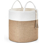 Decorative Rope Basket Wooden Bead Decoration with Handles