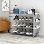 Metal Shoe Shelf Organizer With Side 8 Shoes Pockets