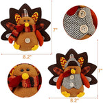 2 Pack Plush Stuffed Turkeys Shelf Sitters Figurine Gift for Thanksgiving