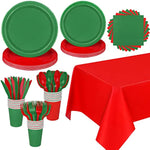 193 Pieces Dinnerware Set Solid Tableware Set Including Disposable Paper Plates Cups Napkins Cutlery Table Cover For Party Supplies