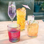 Vintage Glassware Sets Rainbow Embossed Romantic Water Glass Tumbler