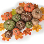 62Pcs Burlap Artificial Pumpkins Maple Harvest Fall Decoration