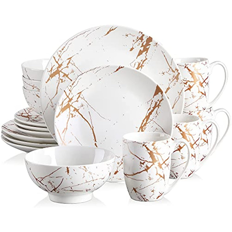 16 Piece Porcelain Dish Sets White Plates And Bowls Set