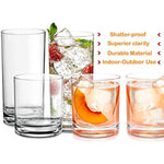 Elegant Acrylic Drinking Glasses Set Of 16 Attractive Clear Plastic Tumblers