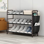 Metal Shoe Shelf Organizer With Side 8 Shoes Pockets