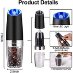 Battery Powered Gravity Electric Pepper Grinder With Led Light