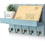 Elegant 5 Sturdy Key Hooks with Wooden Floating Shelf for Exclusive Designer Vintage Decor