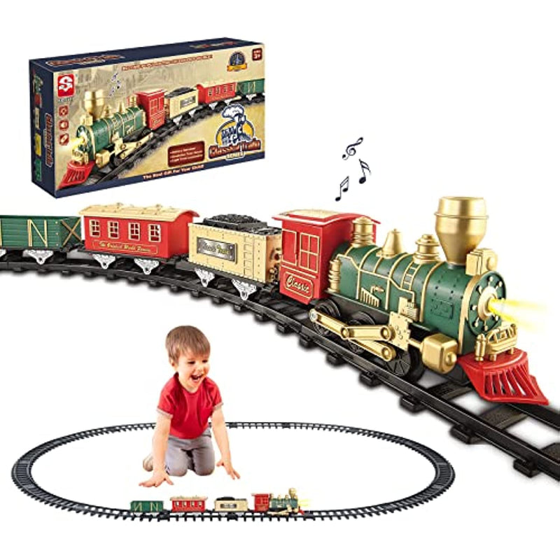 Train Set Electric Train Sets For Boys Toddlers Classical Train Toys Battery Powered Locomotive Engine With Sound And Lights