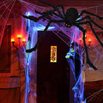 Fake Spider with Triangular Huge Spider Web for Indoor Outdoor Halloween Decorations